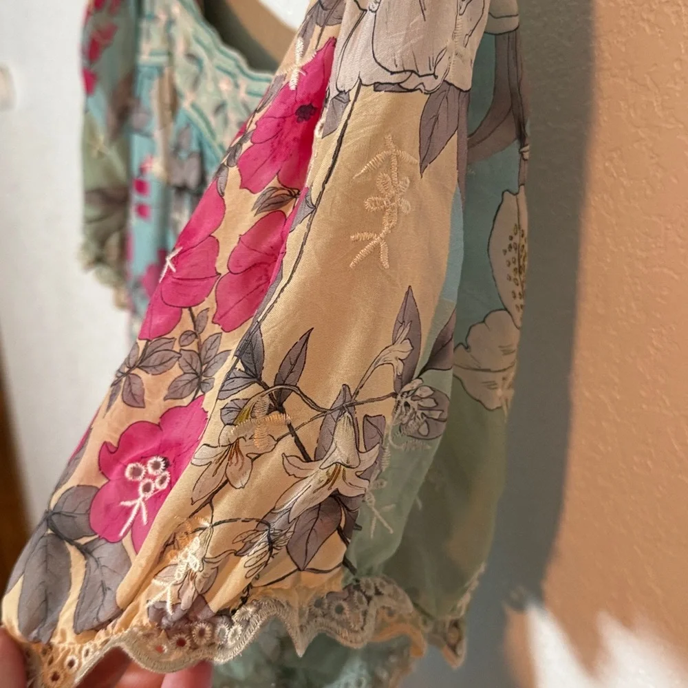 Johnny Was Permit Padme Embroidered Floral Blouse Size Large - Picture 5 of 10